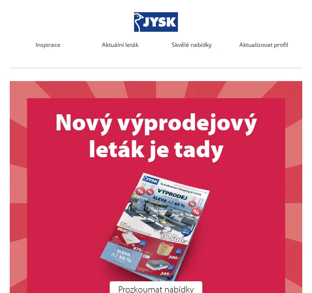 JYSK: Nový výprodejový leták slevy až 50 % – červen 2026 | Nuslet.cz