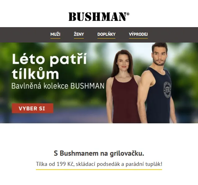 BUSHMAN: Grilovací výprodej – tílka od 199 Kč – červen 2026 | Nuslet.cz