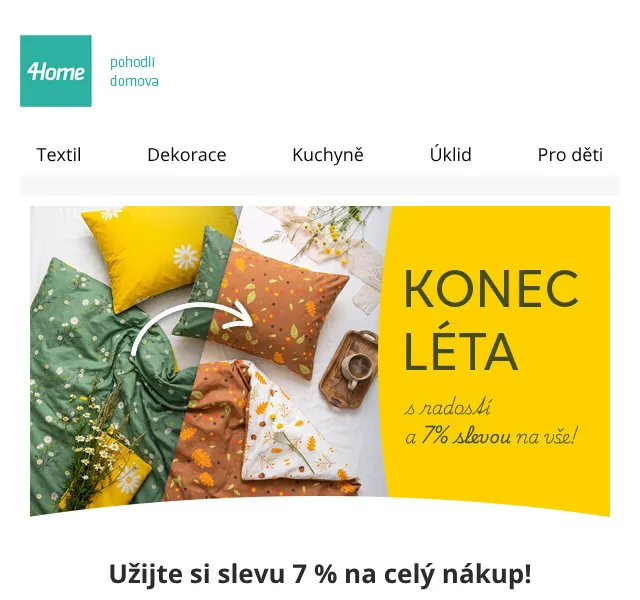 4home.cz: Sleva 7 % na vše – slevový kód