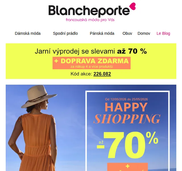 Blancheporte: Výprodej módní kolekce až 70 % – květen 2026