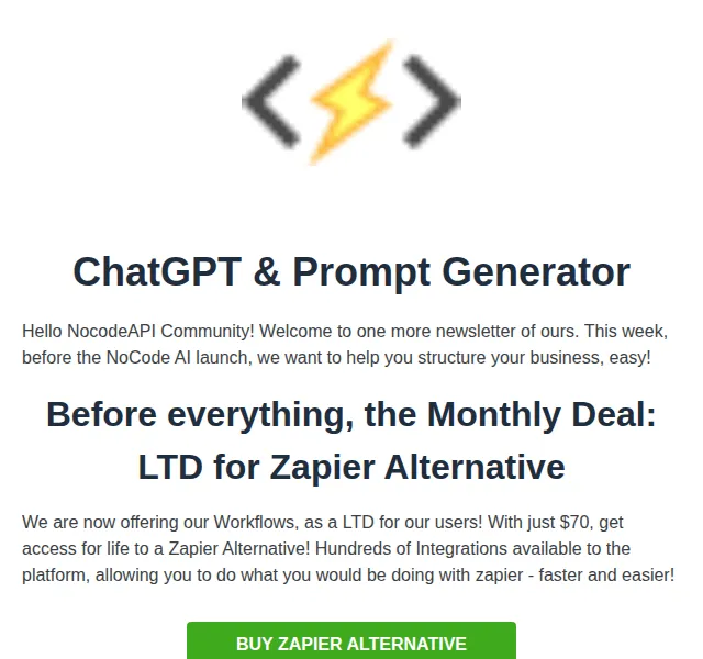NoCodeAPI Marketing: Workflows LTD za $70 – červen 2026 | Nuslet.cz