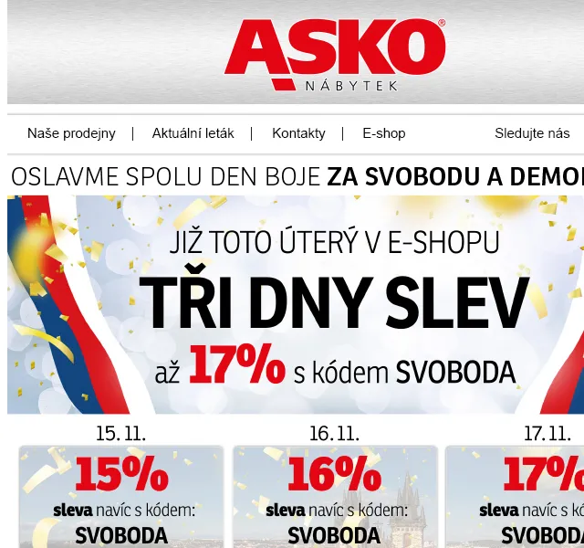 Asko Nábytek: Listopadová sleva až 17 % – listopad 2022 | Nuslet.cz