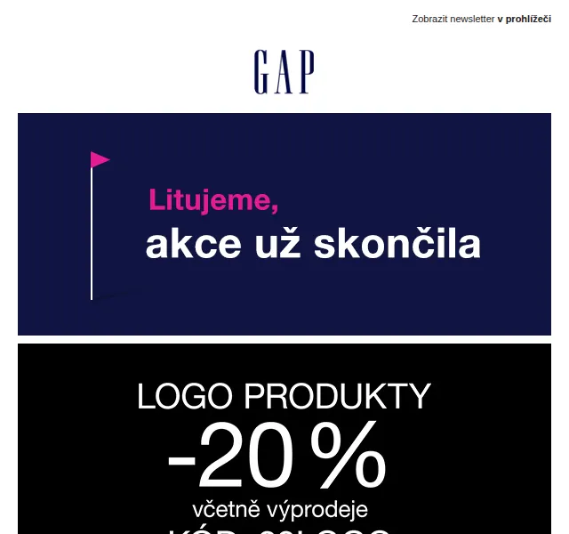 GAPstore.cz: LOGO mikiny a trička s extra slevou 20 % – červen 2026 | Nuslet.cz