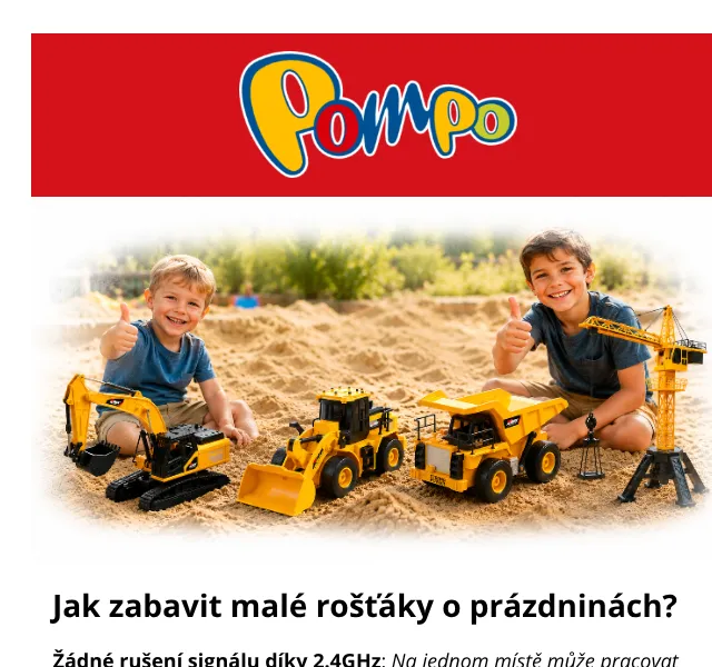 Pompo E-shop: RC stavební stroje -10% – červenec 2026