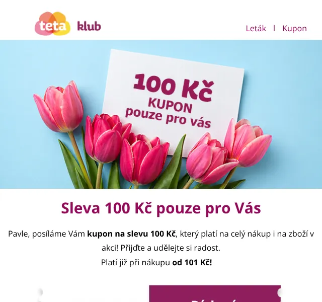 Teta drogerie: Sleva 100 Kč – květen 2026 | Nuslet.cz
