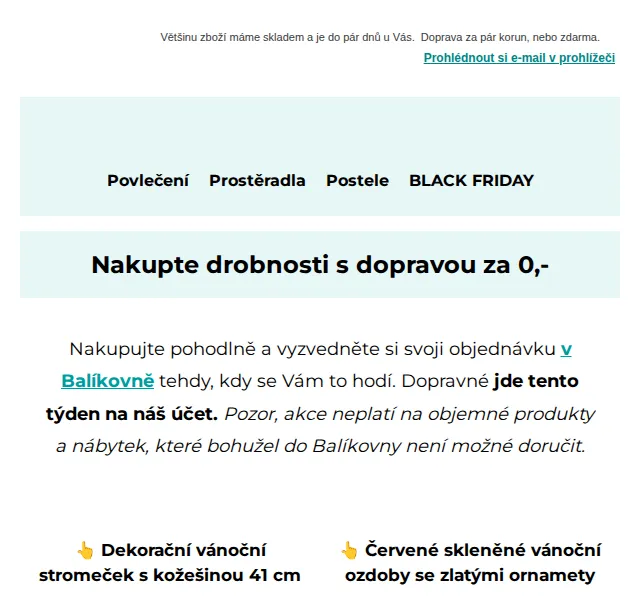 Výprodej povlečení: Doprava na Balíkovnu ZDARMA – červen 2026 | Nuslet.cz