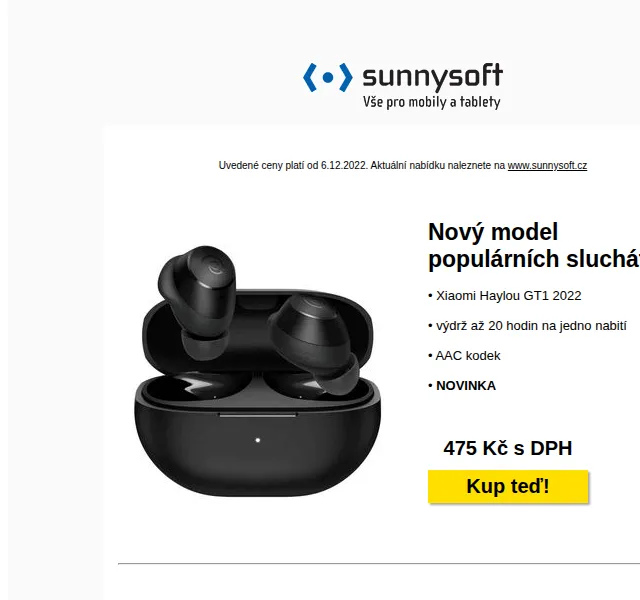 Sunnysoft: Slevy na sluchátka, měřič vlhkosti a TV stick – červen 2026 | Nuslet.cz