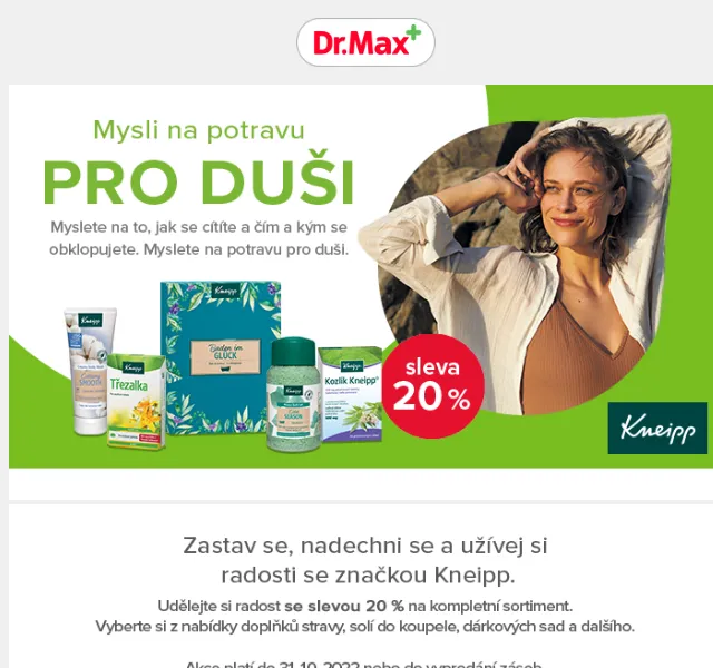 Dr.Max: Sleva 20% na sortiment Kneipp – červen 2026 | Nuslet.cz
