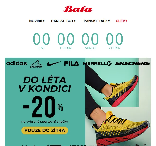 Baťa: -20 % na sportovní značky, Red Label a dětskou obuv – červen 2026 | Nuslet.cz