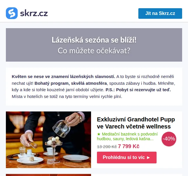 Vánoce na Skrz: Lázeňské pobyty se slevou až 40 % – červen 2026 | Nuslet.cz