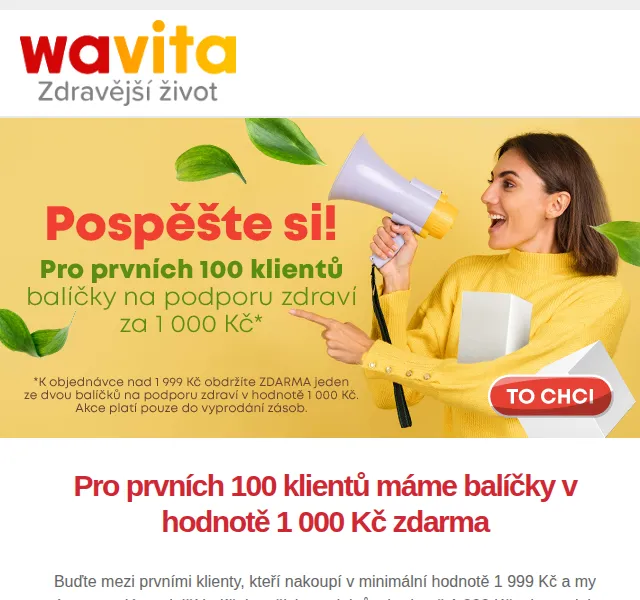 Wavita: Balíček v hodnotě 1 000 Kč zdarma při nákupu nad 1 999 Kč – červen 2026 | Nuslet.cz