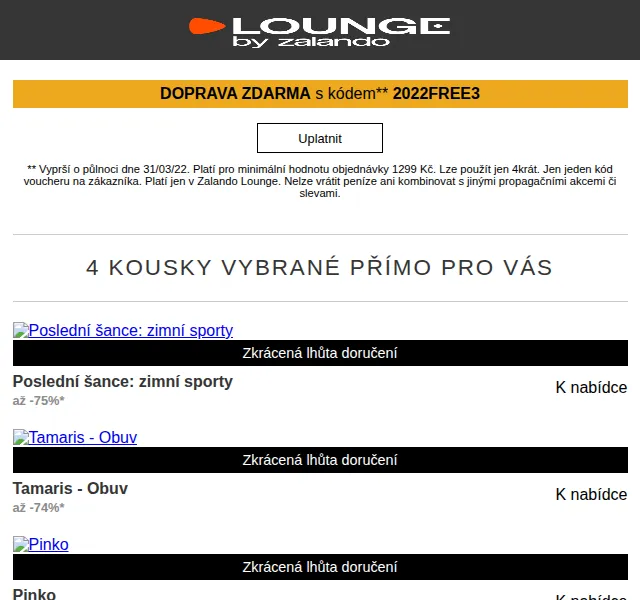 Lounge by Zalando: Slevy až 75 % na Tamaris, Pinko, Yamazaki – červen 2026 | Nuslet.cz