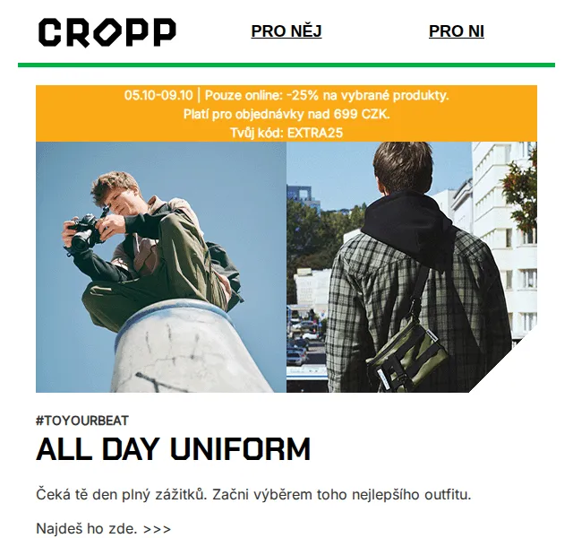Cropp: -25 % na vybrané produkty – červen 2026 | Nuslet.cz