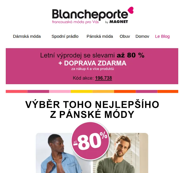 Blancheporte: Slevy až 80 % na pánskou módu – červen 2026 | Nuslet.cz