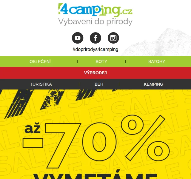 4camping.cz: Výměna skladů se slevami až 70 % – červen 2026 | Nuslet.cz