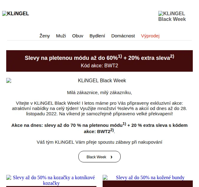 KLiNGEL: Slevy až 70 % na pletenou módu – červen 2026 | Nuslet.cz