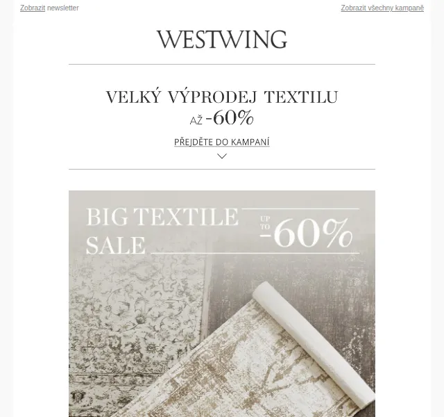 Westwing: Den textilií Westwing Collection až -60 % – červen 2026 | Nuslet.cz
