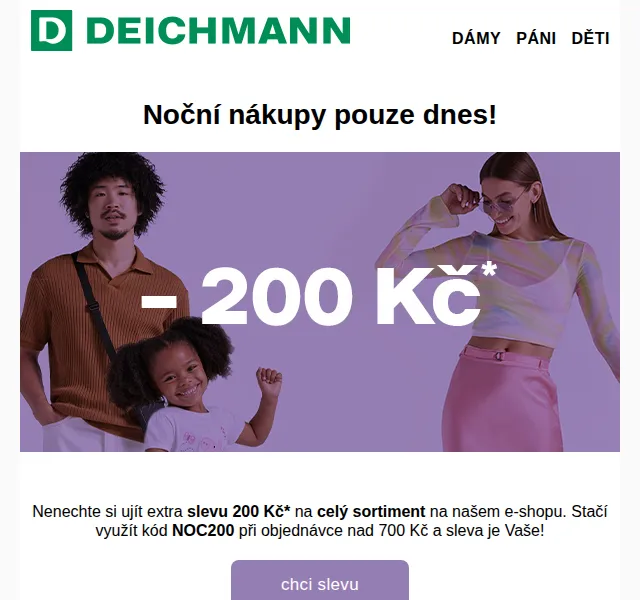 DEICHMANN: Sleva 200 Kč na celý sortiment – červen 2026 | Nuslet.cz