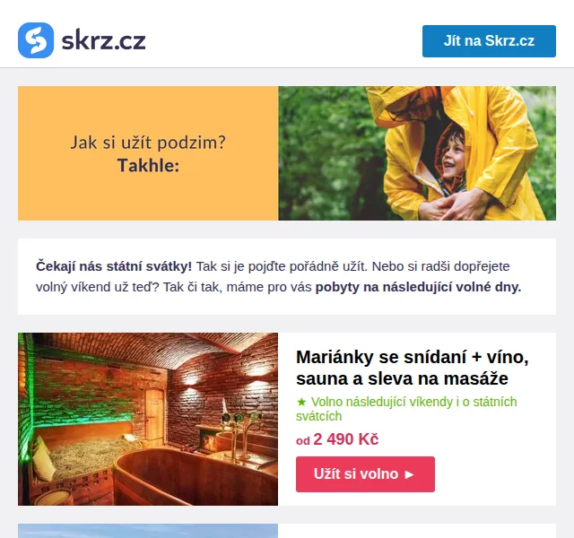 Skrz.cz: Pobyty na státní svátky od 1 190 Kč – červen 2026 | Nuslet.cz