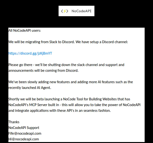 NoCodeAPI Marketing: nová AI funkce a Discord – červen 2026 | Nuslet.cz