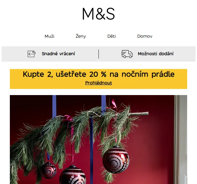 Marks and Spencer: Kupte 2, ušetřete 20 % na nočním prádle – červen 2026 | Nuslet.cz