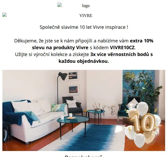 Vivre: 10% sleva a výprodej koberců a nábytku – červen 2026 | Nuslet.cz