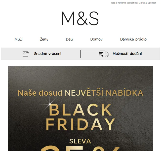 Marks and Spencer: SLEVA 25 % na oblečení a domov – červen 2026 | Nuslet.cz