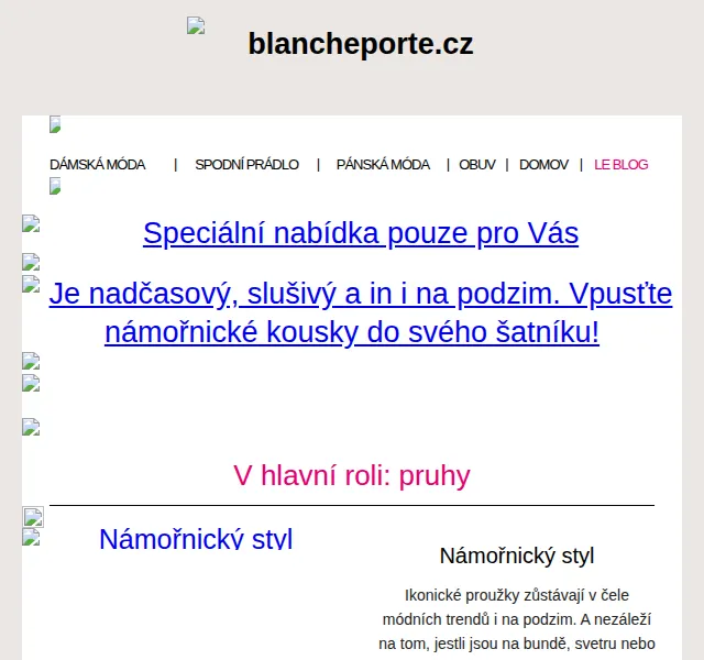 Blancheporte: Námořnický styl podzim 2026 – pruhované svetry od 579 Kč | Nuslet.cz