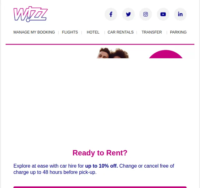 Wizz Air: sleva na pronájem auta až 10 % – červen 2026 | Nuslet.cz