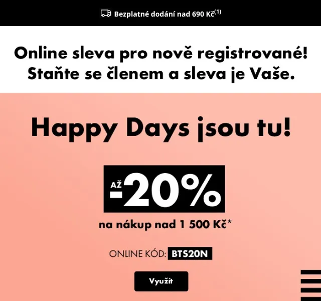 Sephora: 20 % sleva pro nové členy – srpen 2026 | Nuslet