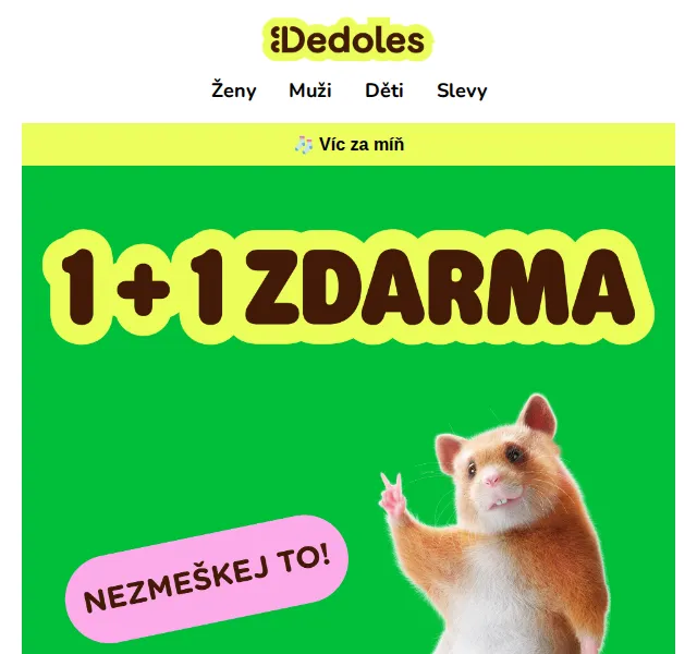 Dedoles.cz: 1+1 ZDARMA na ponožky – duben 2026