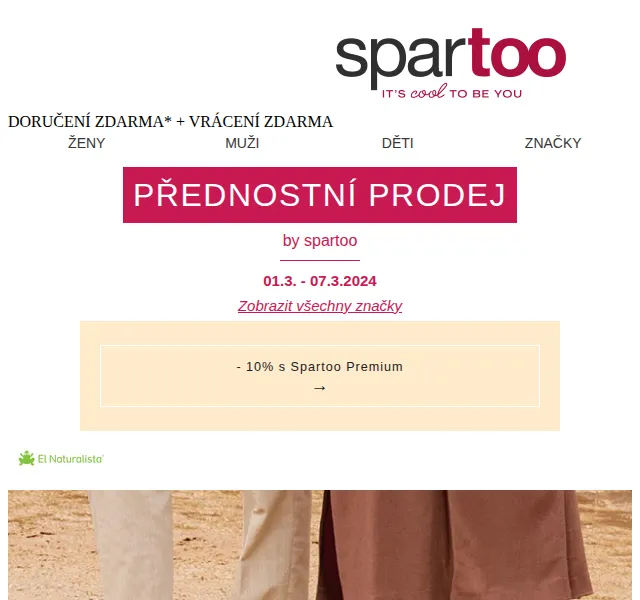 Spartoo.cz: El Naturalista, GBB, Harrington, Wushu Ruyi -50% – červenec 2026 | Nuslet.cz