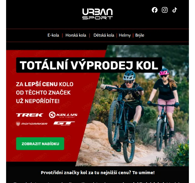 Urban-sport.cz: Podzimní výprodej kol a elektrokol do vyprodání zásob – červen 2026 | Nuslet.cz