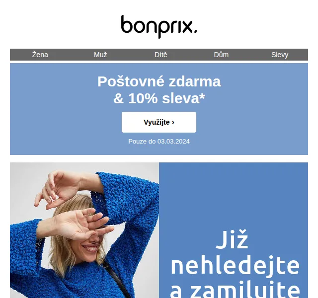 bonprix: 10% sleva a poštovné zdarma na svetry – červen 2026 | Nuslet.cz
