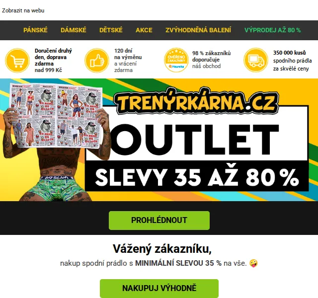 Trenýrkárna.cz: Sleva minimálně 35 % na vše – červen 2026 | Nuslet.cz