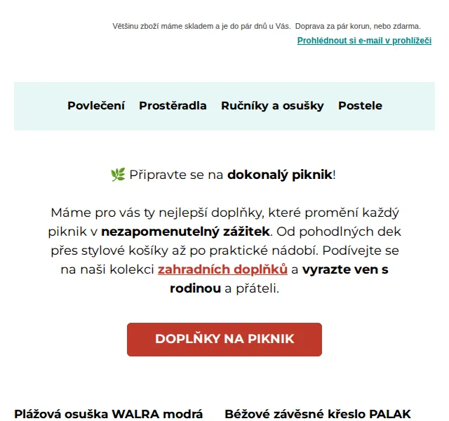 Výprodej povlečení: plážová lehátka a piknik deky – červen 2026 | Nuslet.cz