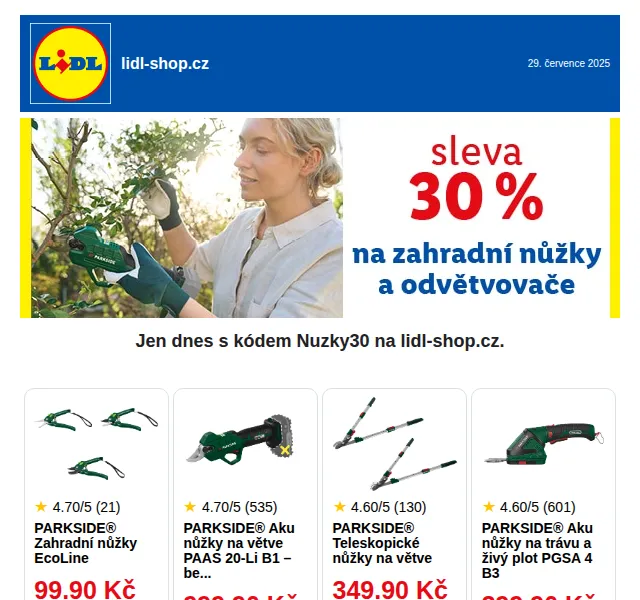 Lidl: sleva 30 % na zahradní nůžky PARKSIDE – červenec 2025 | Nuslet.cz