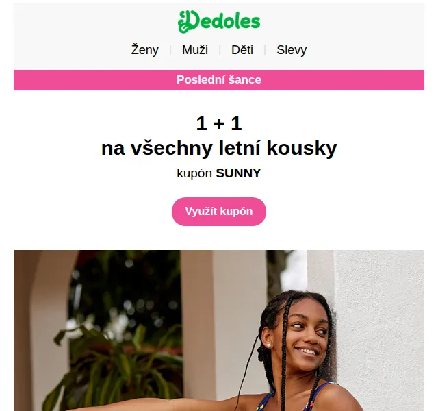 Dedoles.cz: 1+1 na letní kousky s kódem SUNNY – červenec 2024 | Nuslet.cz
