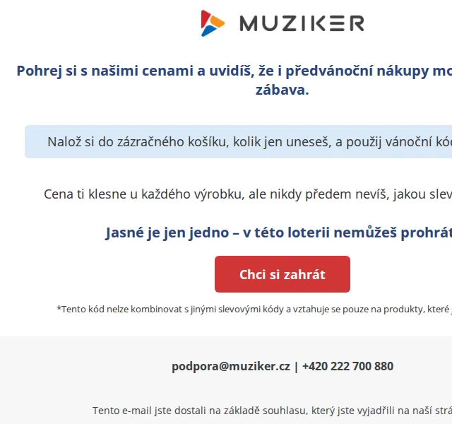 Muziker: Zahrej si o slevu s kódem MYSTERY – červen 2026 | Nuslet.cz