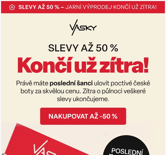 Vasky: Až 1 300 Kč sleva na boty – duben 2026
