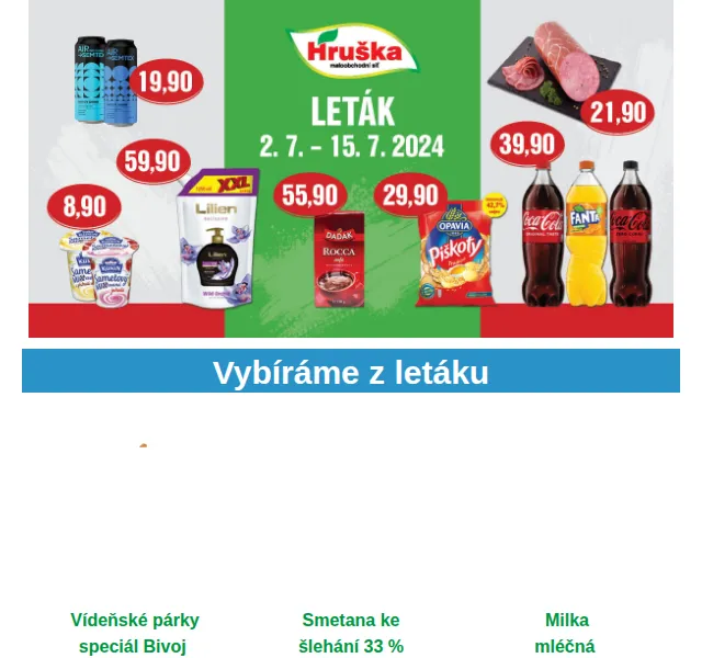 Váš HRUŠKA tým: Vídeňské párky Bivoj 18,40 Kč – červen 2026 | Nuslet.cz