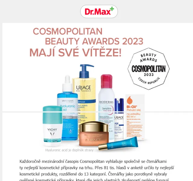 Dr.Max: Cosmopolitan Beauty Awards 2023 – červen 2026 | Nuslet.cz