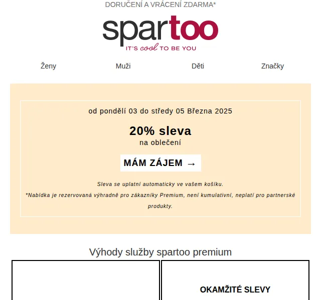 Spartoo: 20% sleva na oblečení – březen 2026 | Nuslet.cz