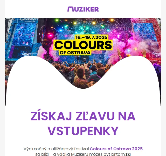Muziker: sleva 25 € na Colours of Ostrava – červen 2026 | Nuslet.cz