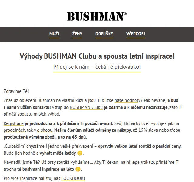 BUSHMAN: Výhody Clubu a letní inspirace – červenec 2026 | Nuslet.cz