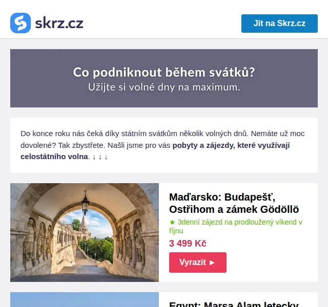 Vánoce na Skrz: Dovolená v Egyptě od 12 990 Kč – červen 2026 | Nuslet.cz
