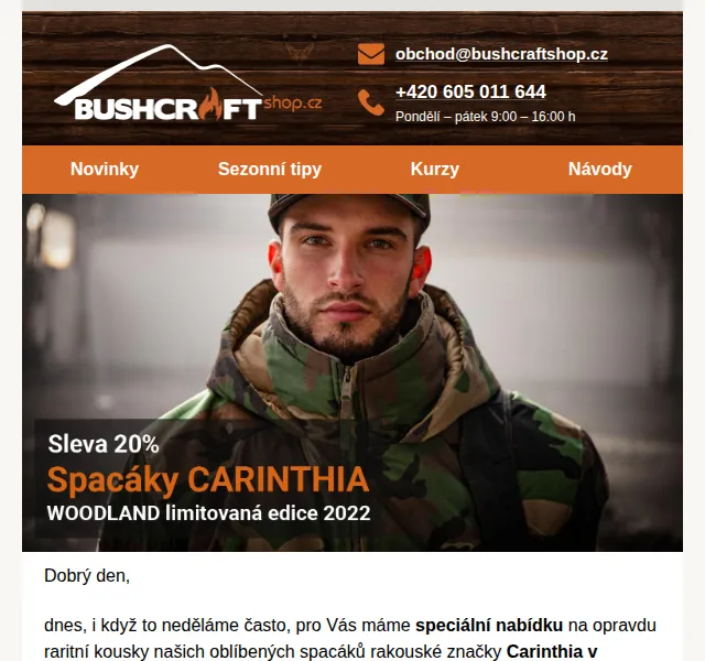 Bushcraftshop: Spací pytle Carinthia se slevou 20 % – červen 2026 | Nuslet.cz