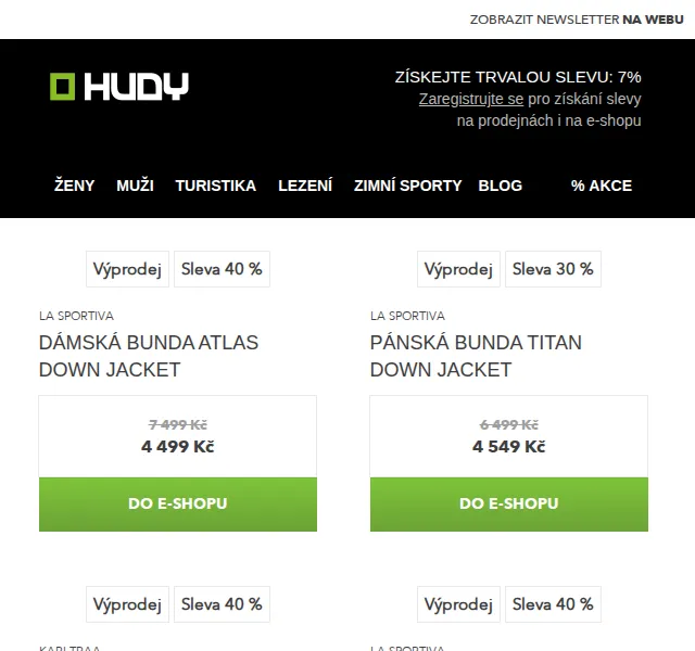 Hudy: Zimní výprodej slevy až 40 % – červen 2026 | Nuslet.cz