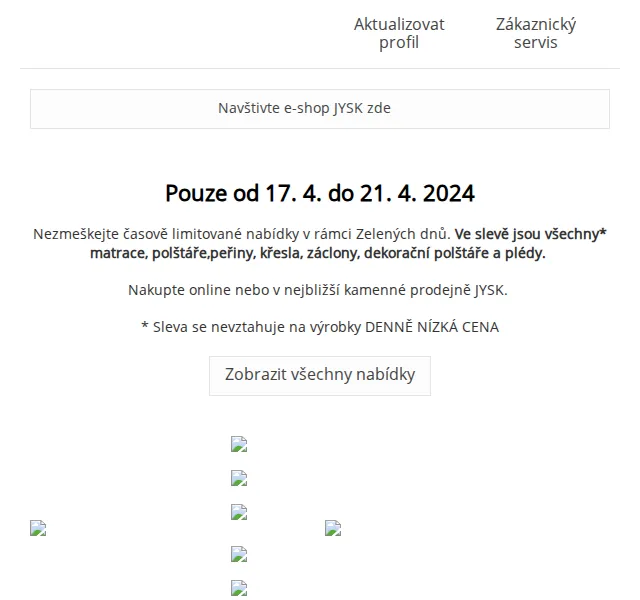 JYSK: Zelené dny – slevy až 70 % na matrace a bytové doplňky – červenec 2026 | Nuslet.cz