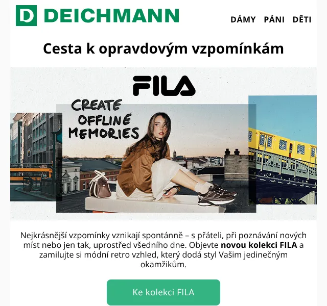 Deichmann: FILA retro tenisky a kabelky – srpen 2026